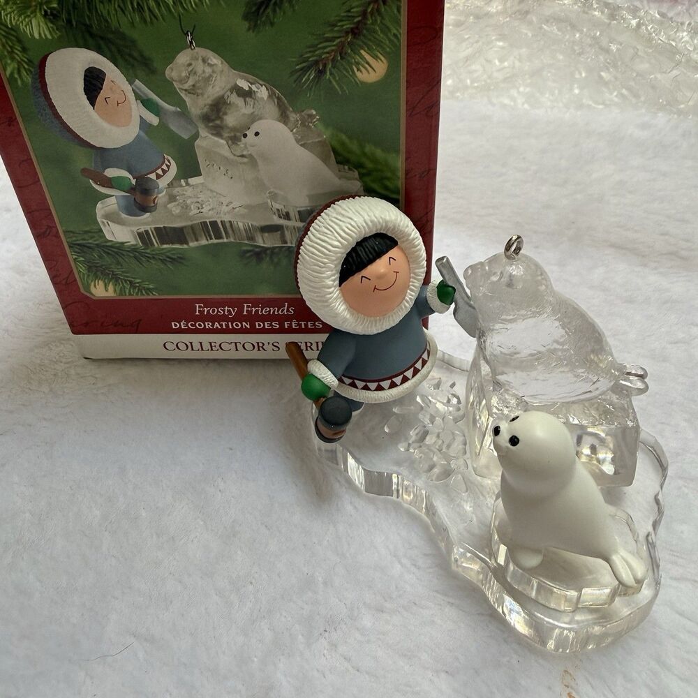Hallmark Keepsake Ornament 2000 Frosty Friends #21 Eskimo Ice Carving a Seal